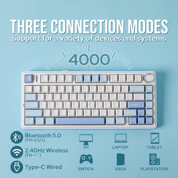 AULA F75 Sea Salt Blue (Graywood V3 Switch) AULA F75 Sea Salt Blue (Graywood V3 Switch)